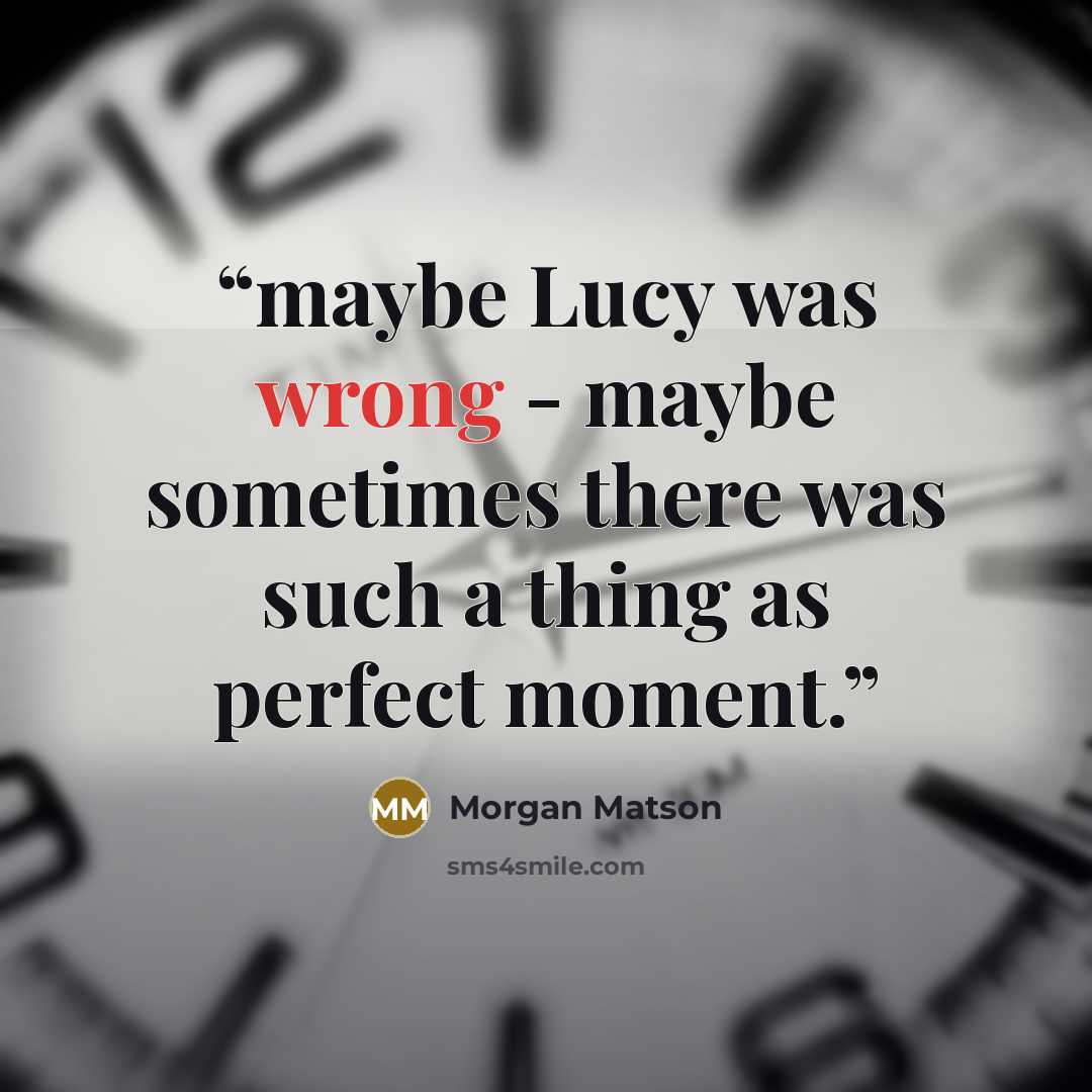 “maybe Lucy was wrong - maybe sometimes there was such a thing as perfect moment.” quote by Morgan Matson