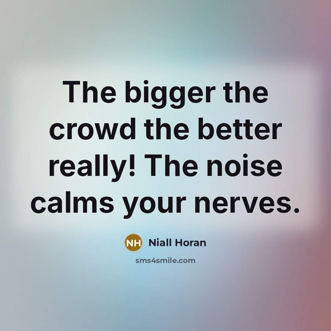 “The bigger the crowd the better really! The noise calms…” quote by Niall Horan