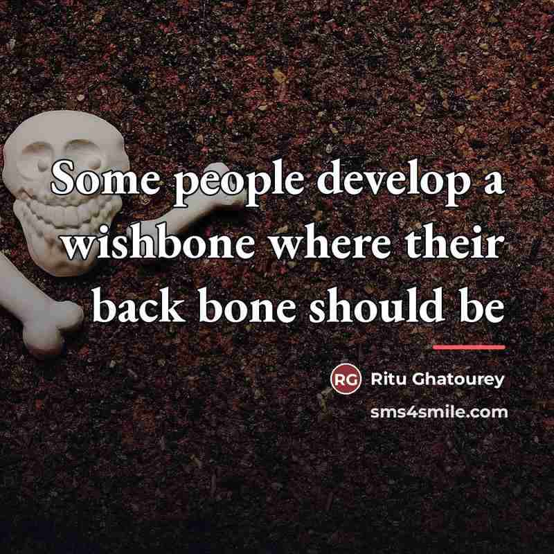 “Some people develop a wishbone where their back bone should…” quote by Ritu Ghatourey