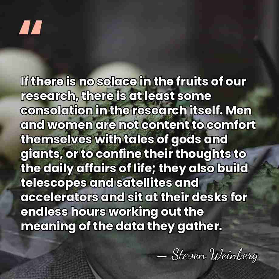 If there is no solace in the fruits of our research, there&hellip; - Steven Weinberg