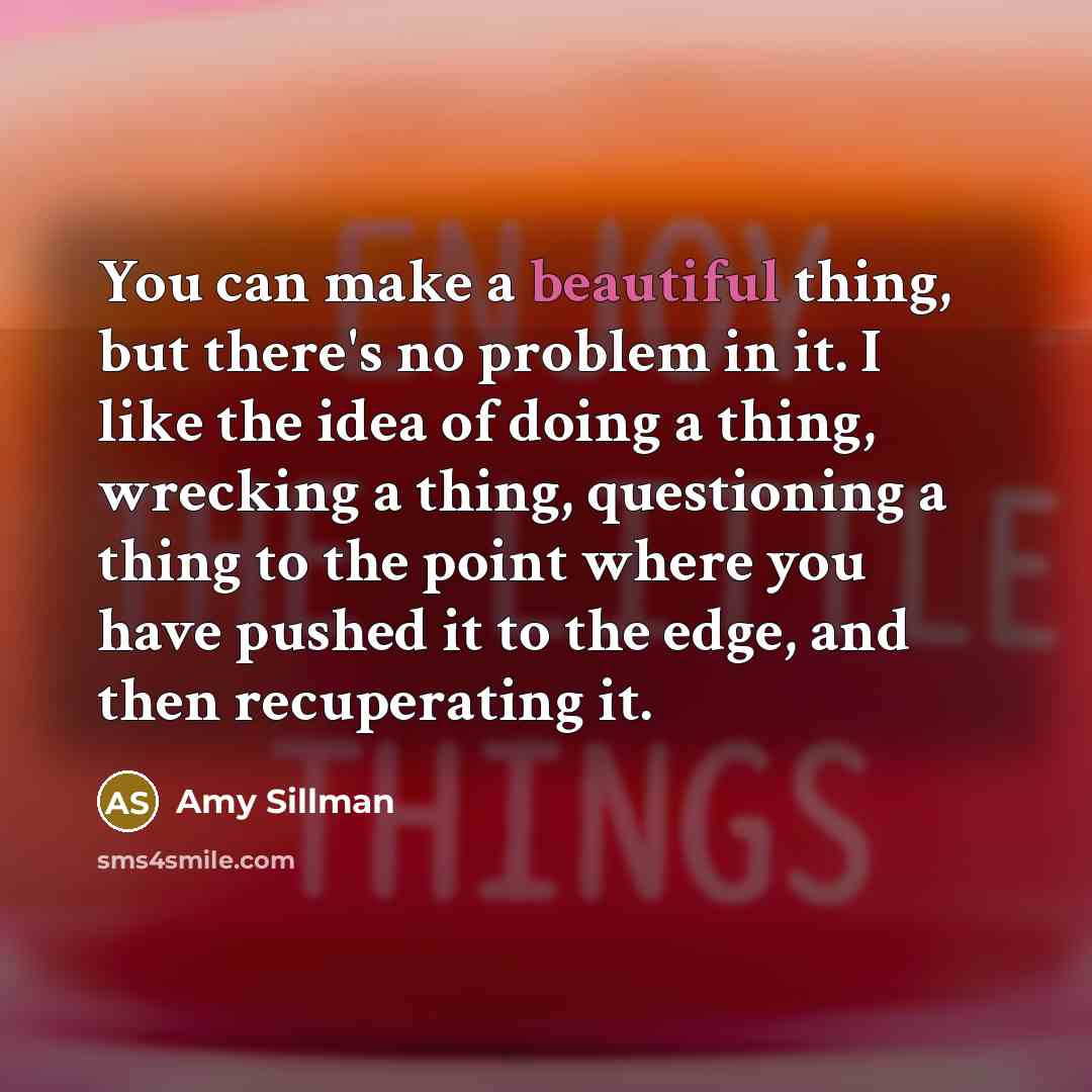 “You can make a beautiful thing, but there's no problem…” quote by Amy Sillman