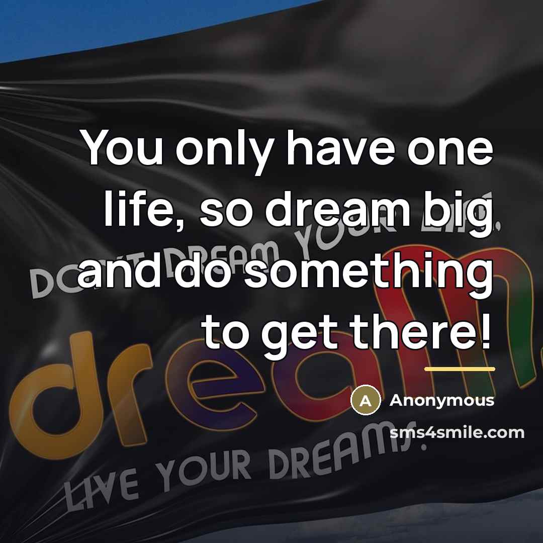 “You only have one life, so dream big and do…” quote by Anonymous