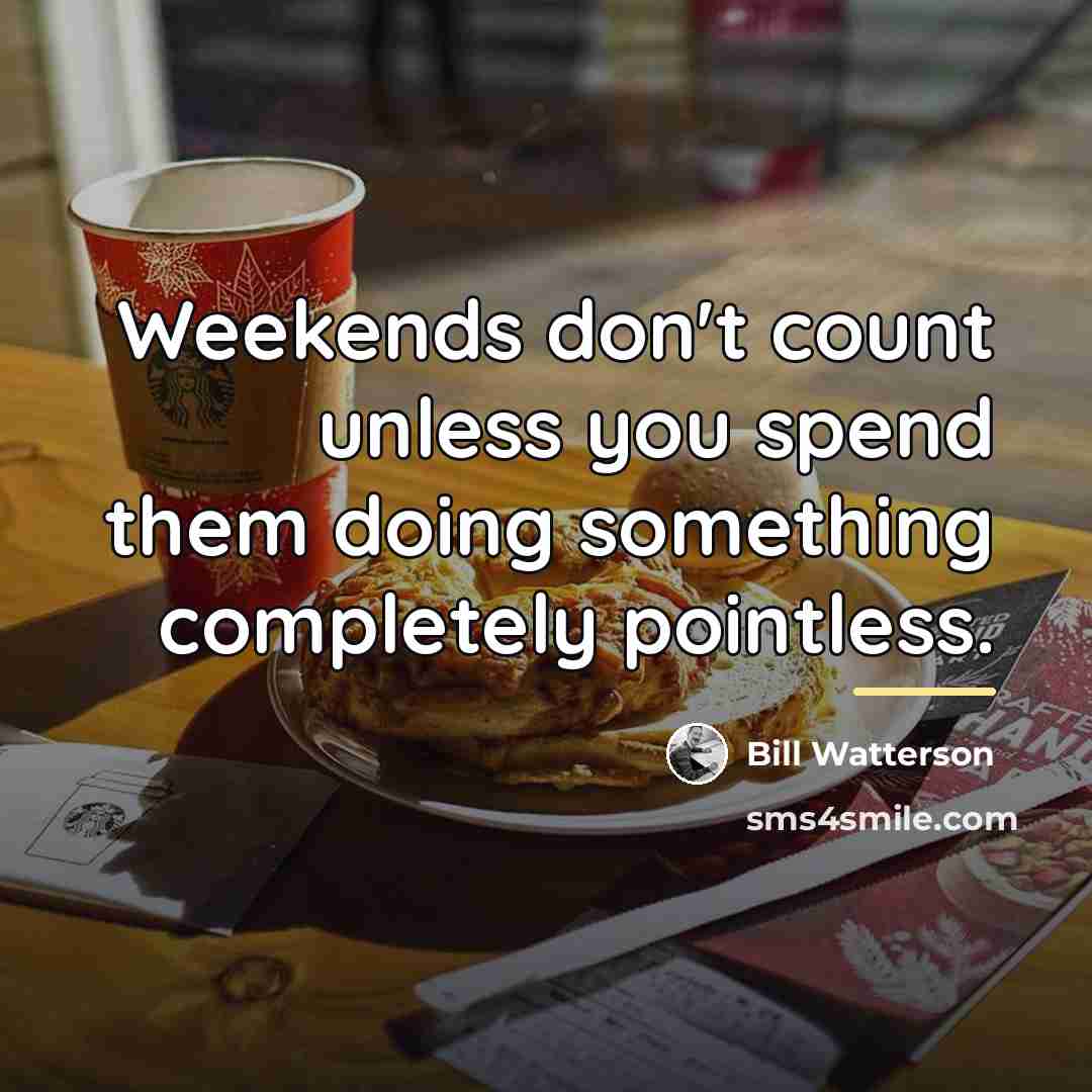 “Weekends don't count unless you spend them doing something completely…” quote by Bill Watterson