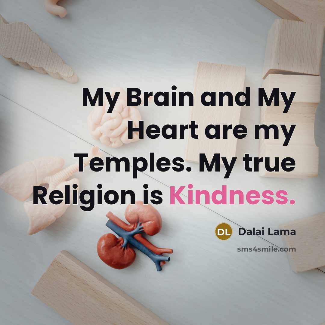 “My Brain and My Heart are my Temples. My true…” quote by Dalai Lama