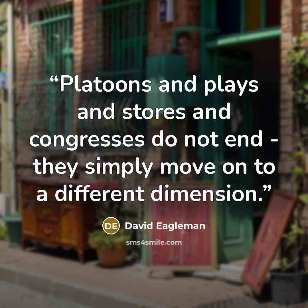 “Platoons and plays and stores and congresses do not end - they simply move on to a different dimension.” quote by David Eagleman