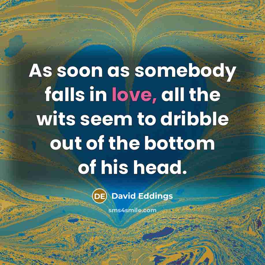 “As soon as somebody falls in love, all the wits…” quote by David Eddings
