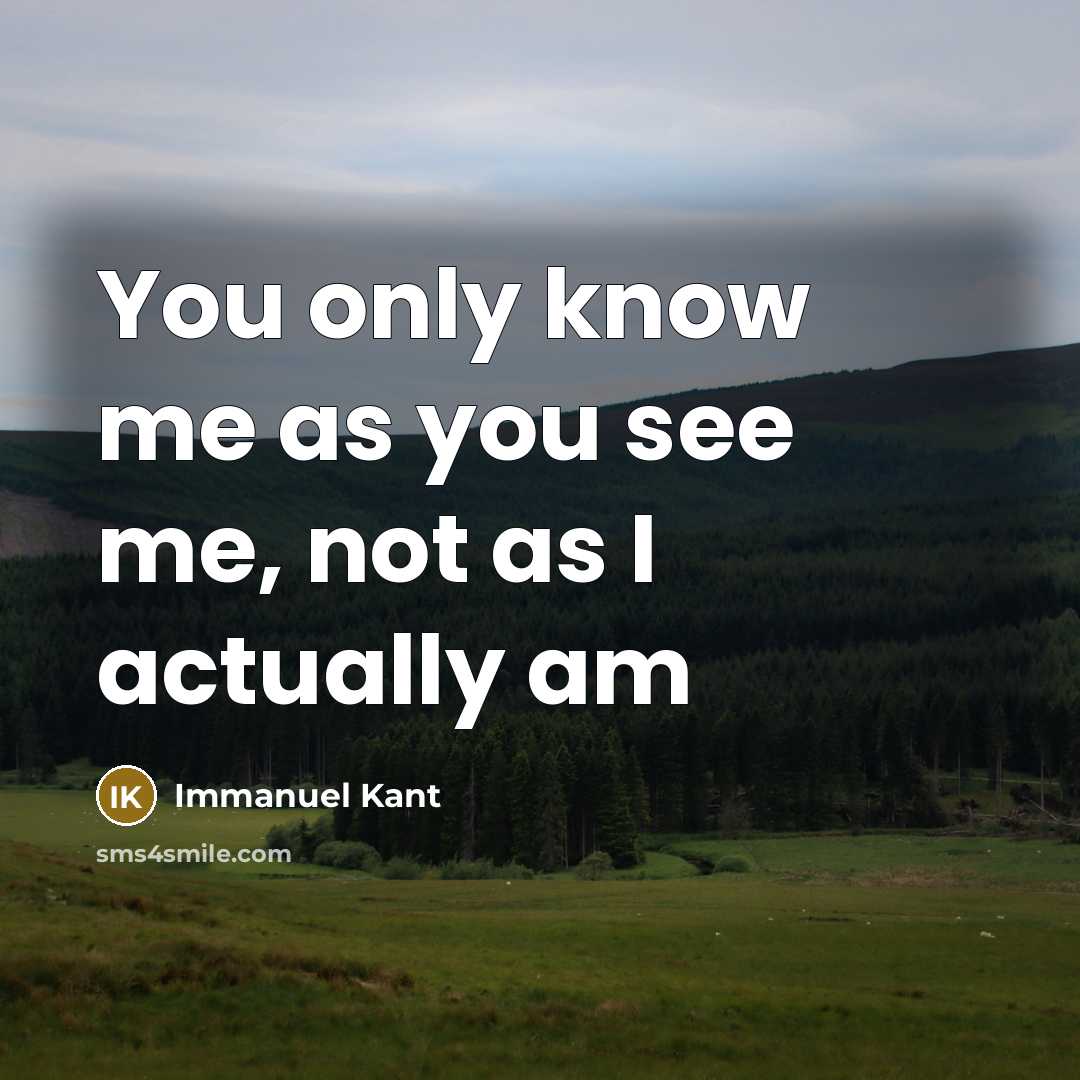 “You only know me as you see me, not as…” quote by Immanuel Kant