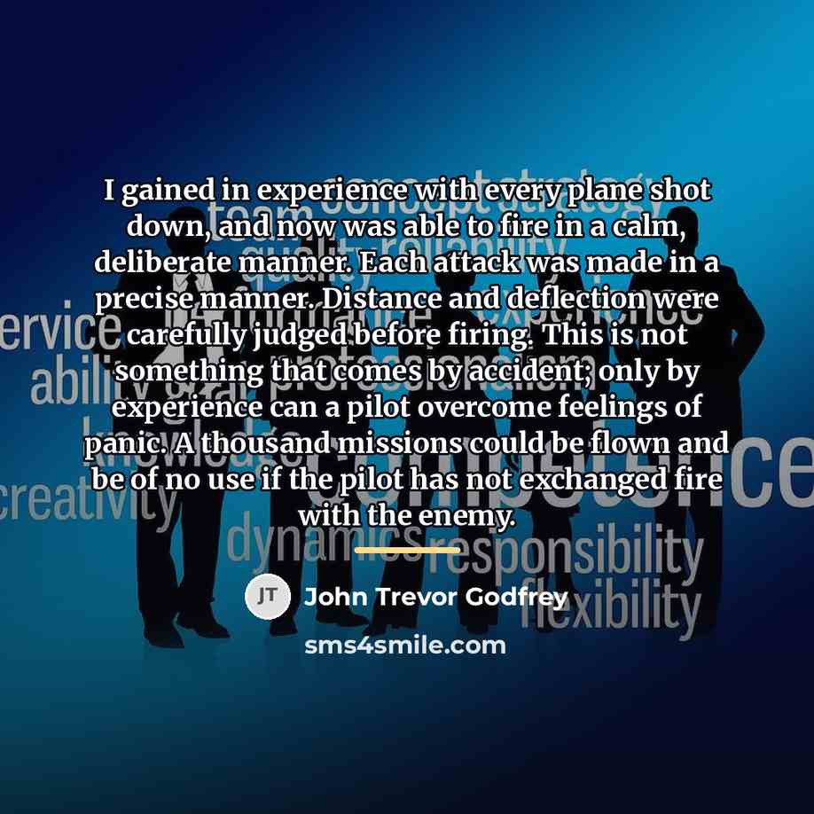 “I gained in experience with every plane shot down, and…” quote by John Trevor Godfrey