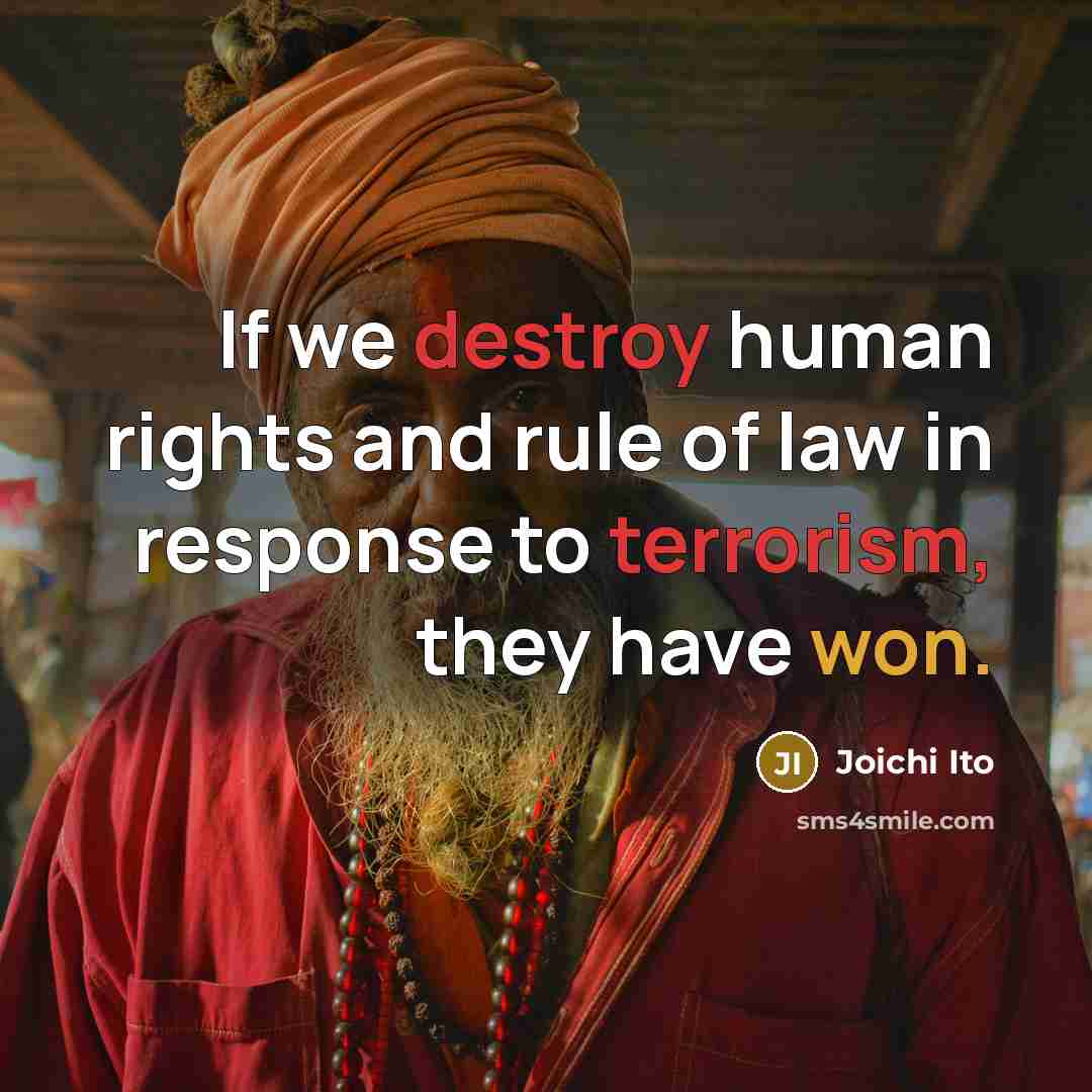 “If we destroy human rights and rule of law in…” quote by Joichi Ito