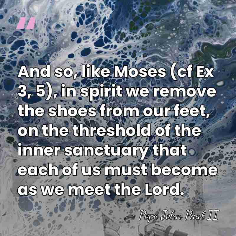And so, like Moses (cf Ex 3, 5), in spirit we remove&hellip; - Pope John Paul II