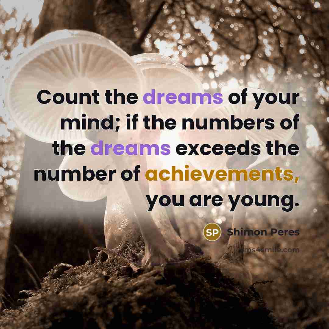 “Count the dreams of your mind; if the numbers of…” quote by Shimon Peres