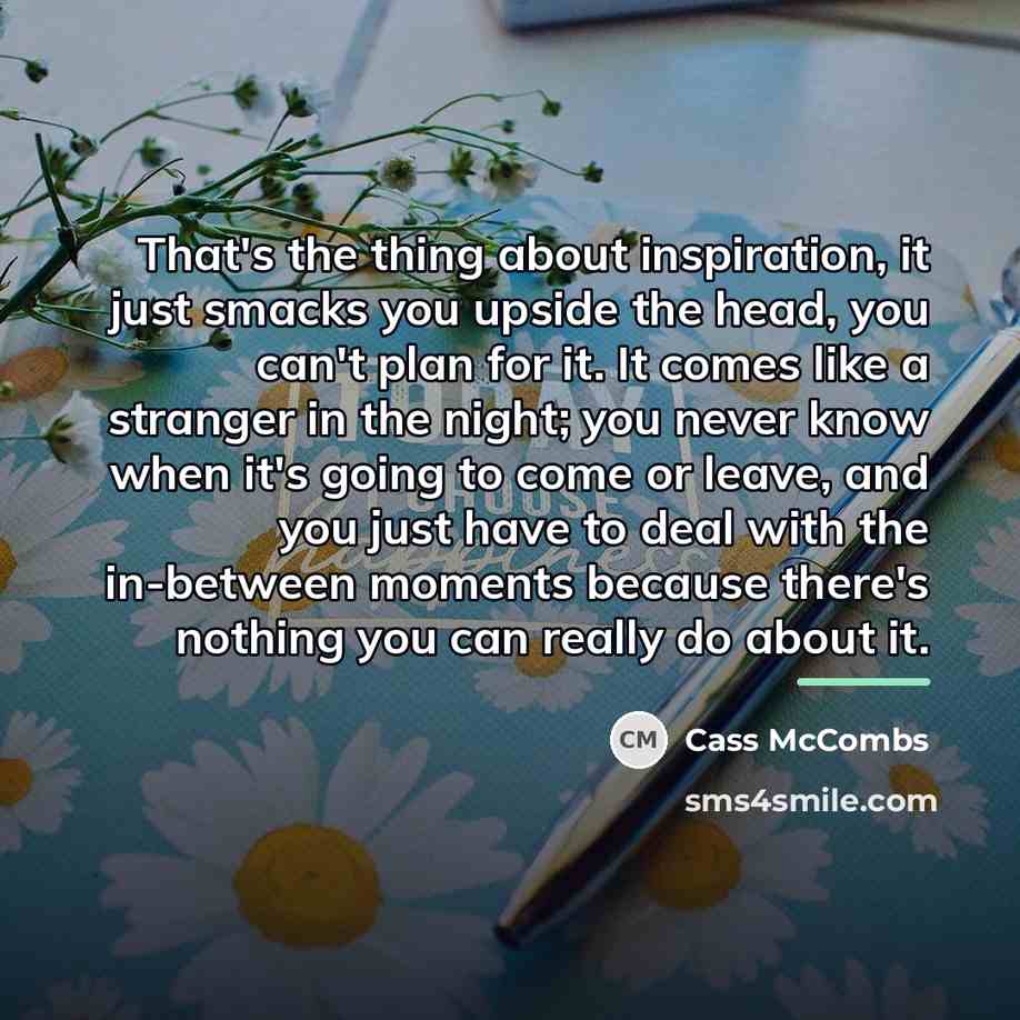“That's the thing about inspiration, it just smacks you upside…” quote by Cass McCombs