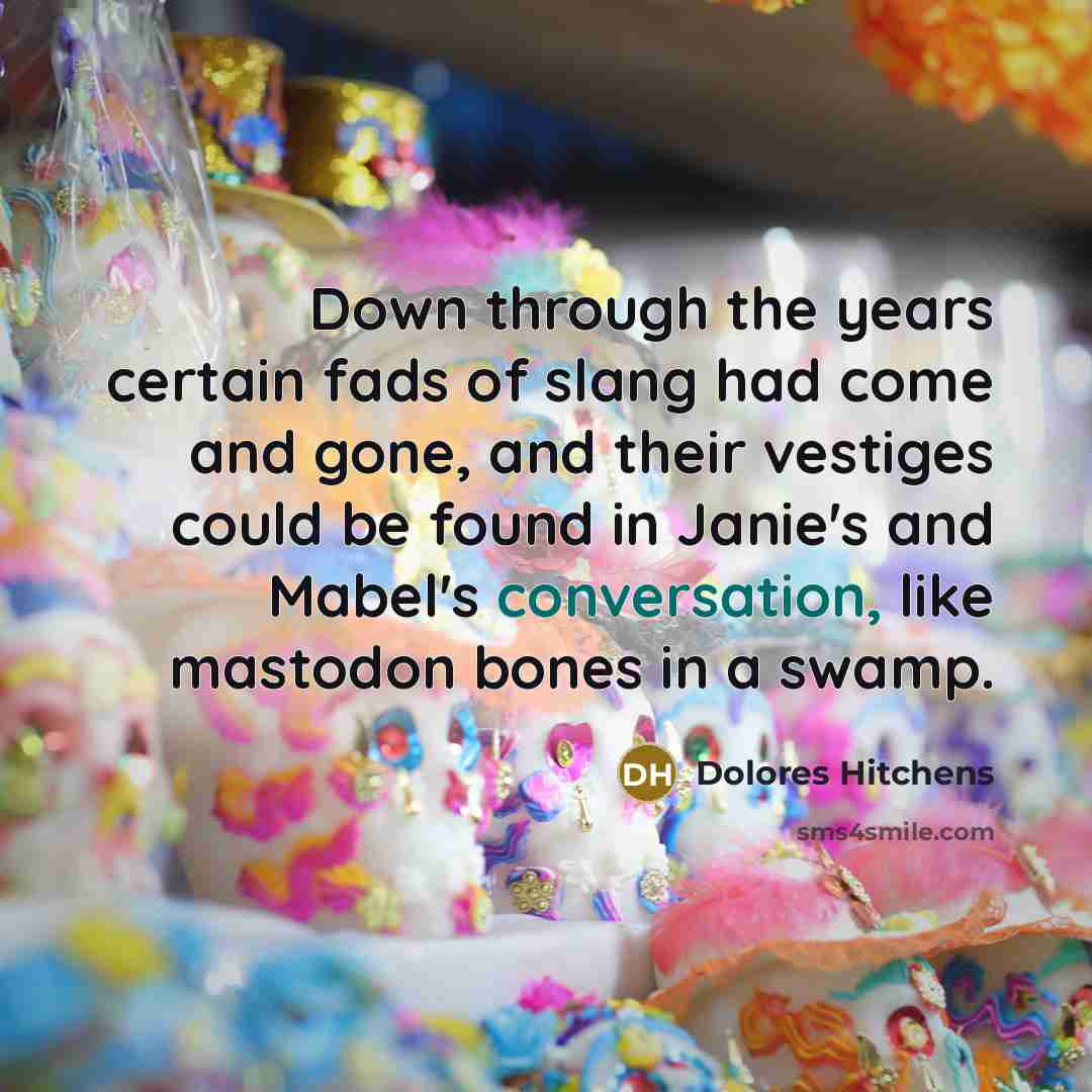 “Down through the years certain fads of slang had come…” quote by Dolores Hitchens