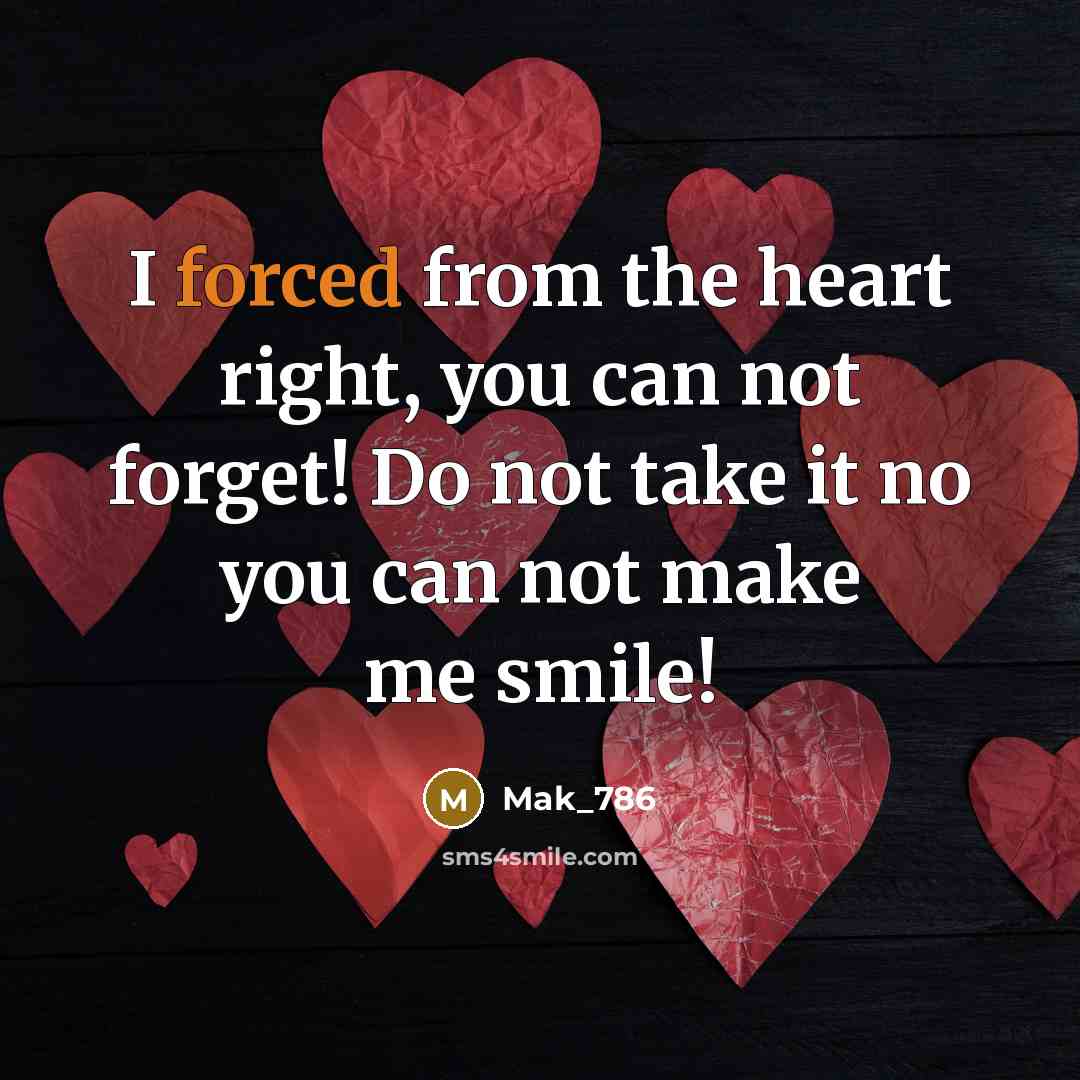 “I forced from the heart right, you can not forget! Do not take it no you can not make me smile!” quote by Mak_786