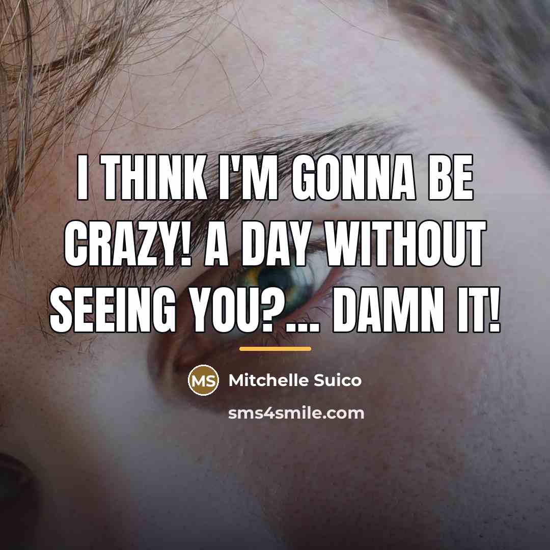 “I think I'm gonna be crazy! A day without seeing…” quote by Mitchelle Suico