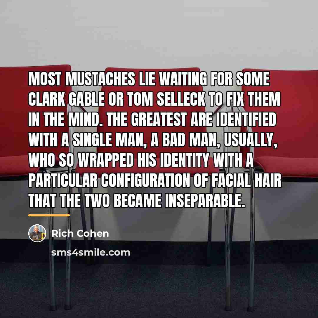 “Most mustaches lie waiting for some Clark Gable or Tom…” quote by Rich Cohen