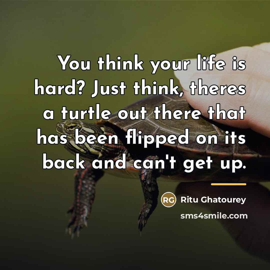 “You think your life is hard? Just think, theres a…” quote by Ritu Ghatourey
