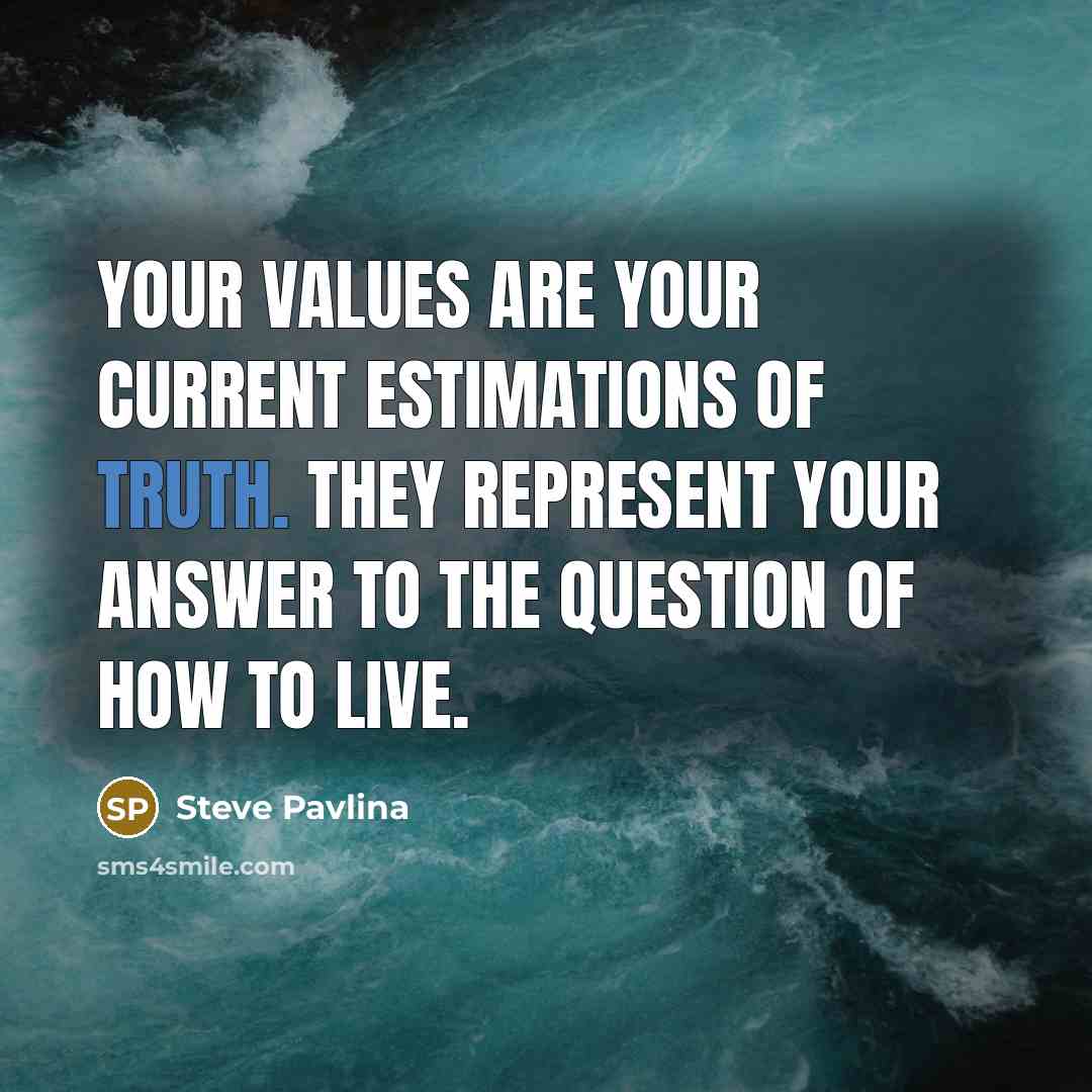 “Your values are your current estimations of truth. They represent…” quote by Steve Pavlina
