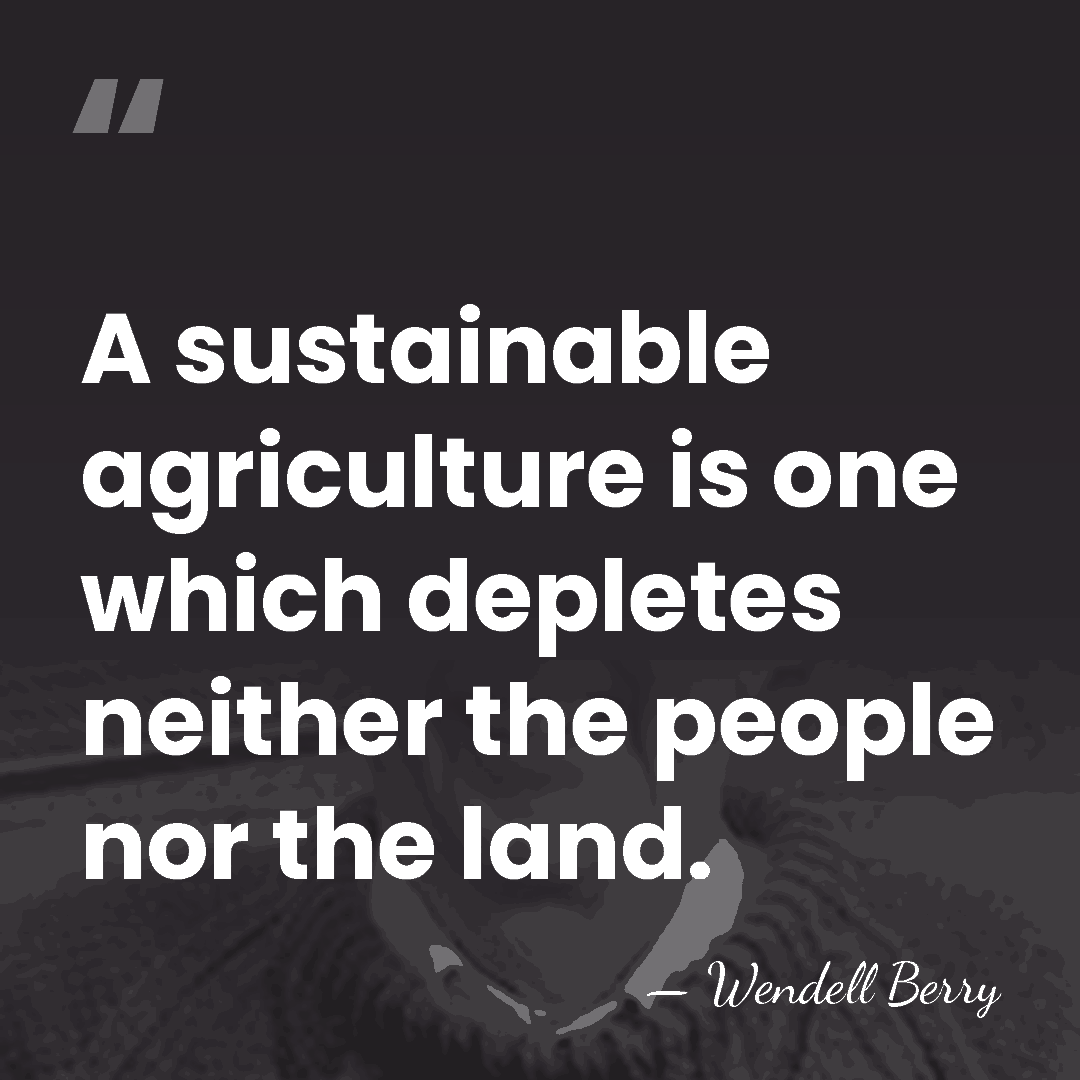 A sustainable agriculture is one which depletes neither the people nor the&hellip; - Wendell Berry