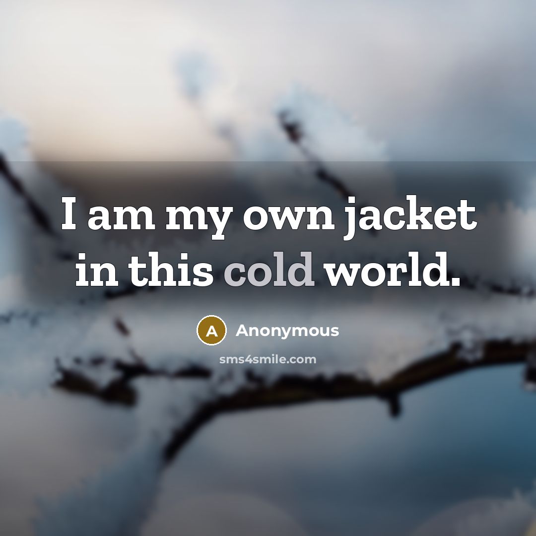 “I am my own jacket in this cold world.…” quote by Anonymous
