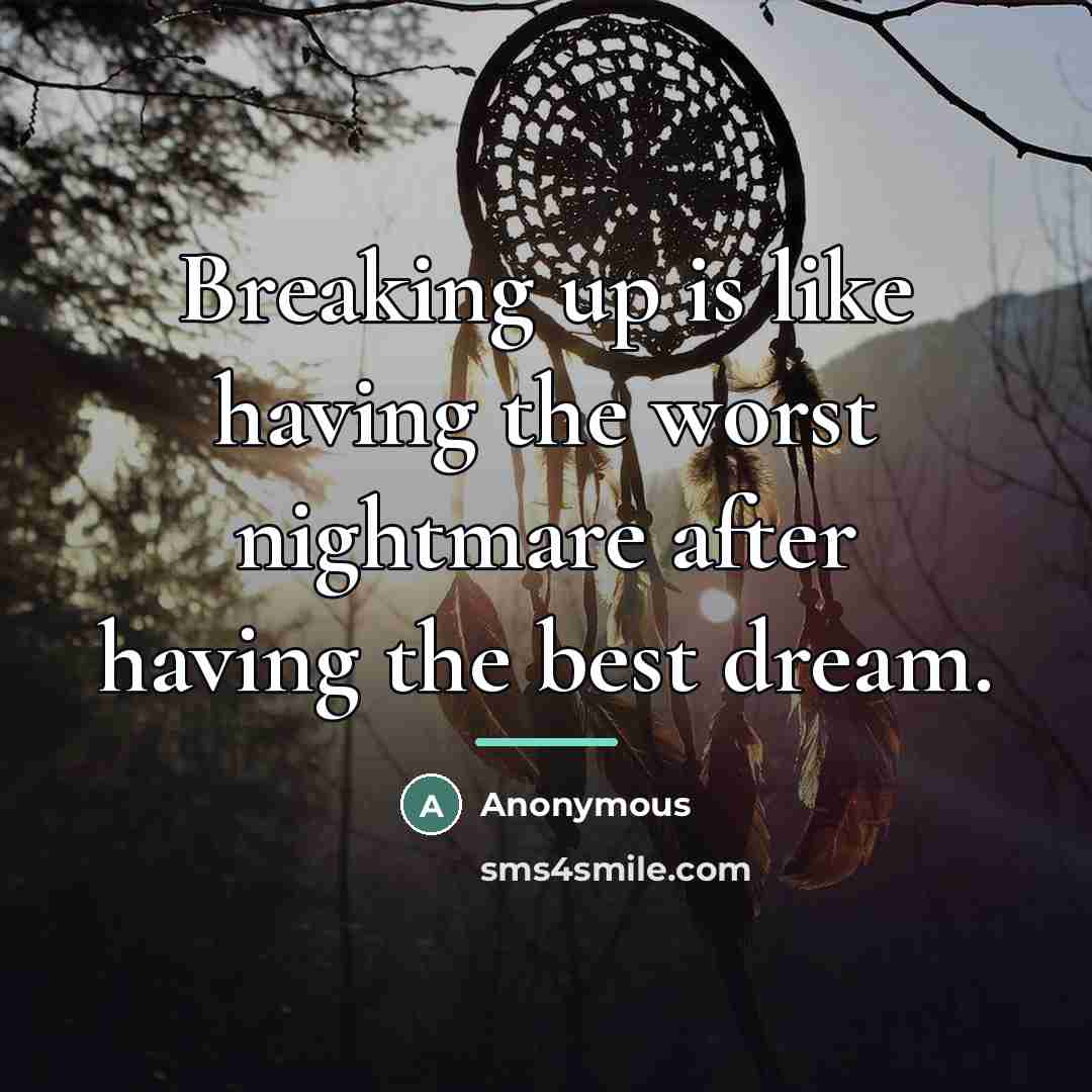 “Breaking up is like having the worst nightmare after having…” quote by Anonymous