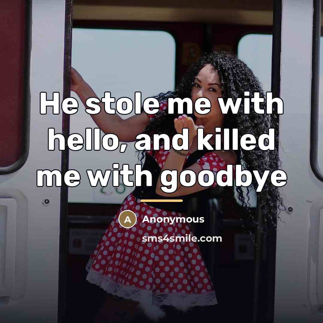 “He stole me with hello, and killed me with goodbye…” quote by Anonymous