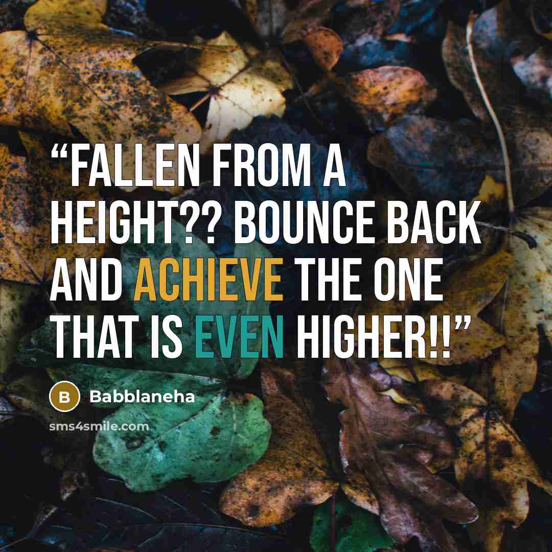 “fallen from a height?? bounce back and achieve the one that is even higher!!” quote by Babblaneha