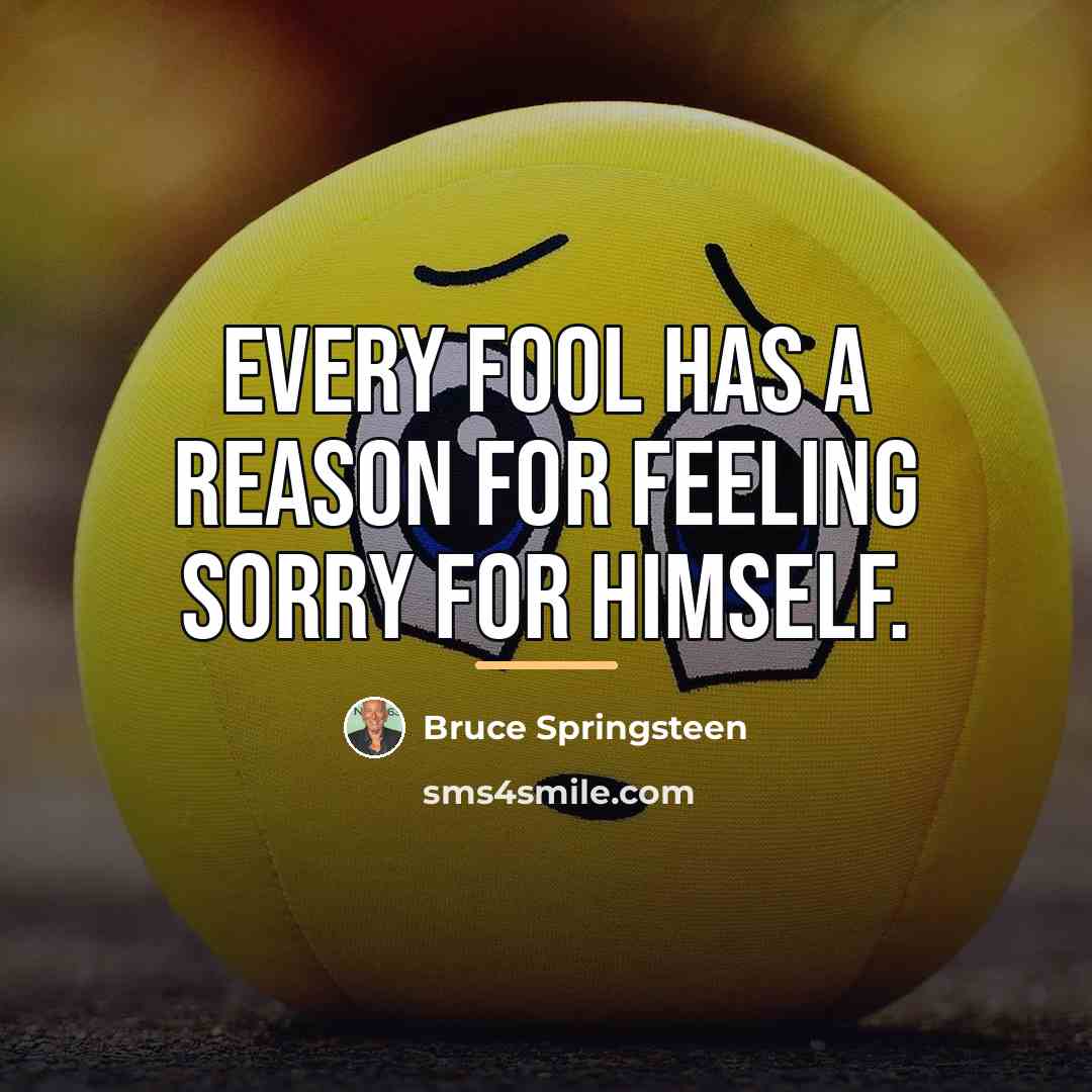 “Every fool has a reason for feeling sorry for himself.…” quote by Bruce Springsteen