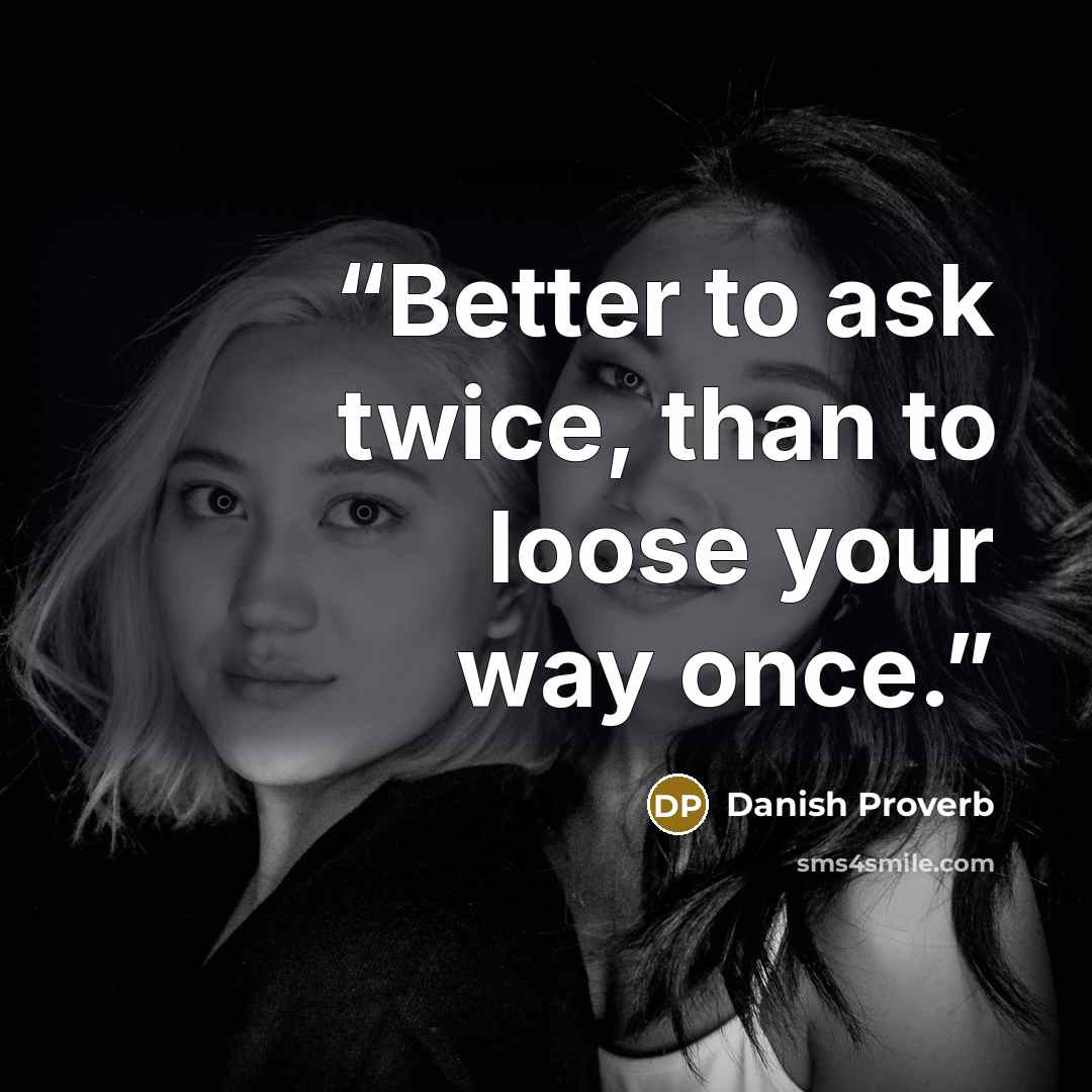 “Better to ask twice, than to loose your way once.” quote by Danish proverb