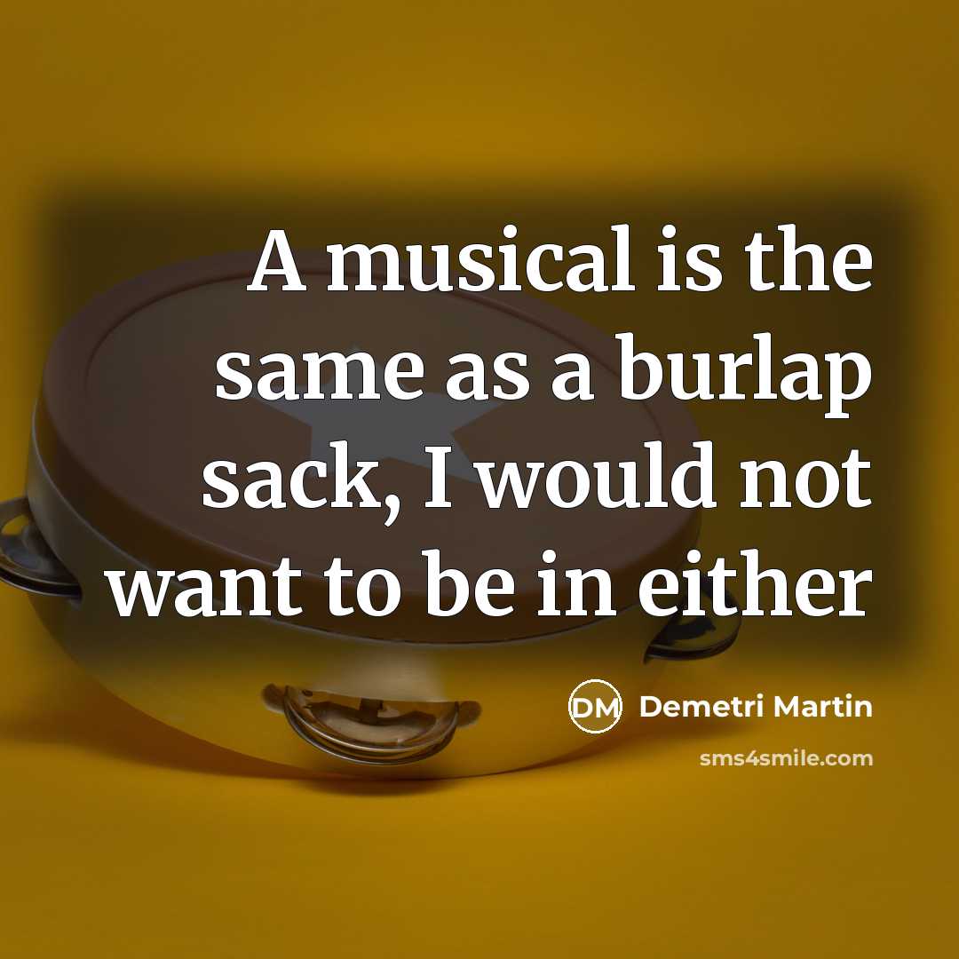 “A musical is the same as a burlap sack, I…” quote by Demetri Martin