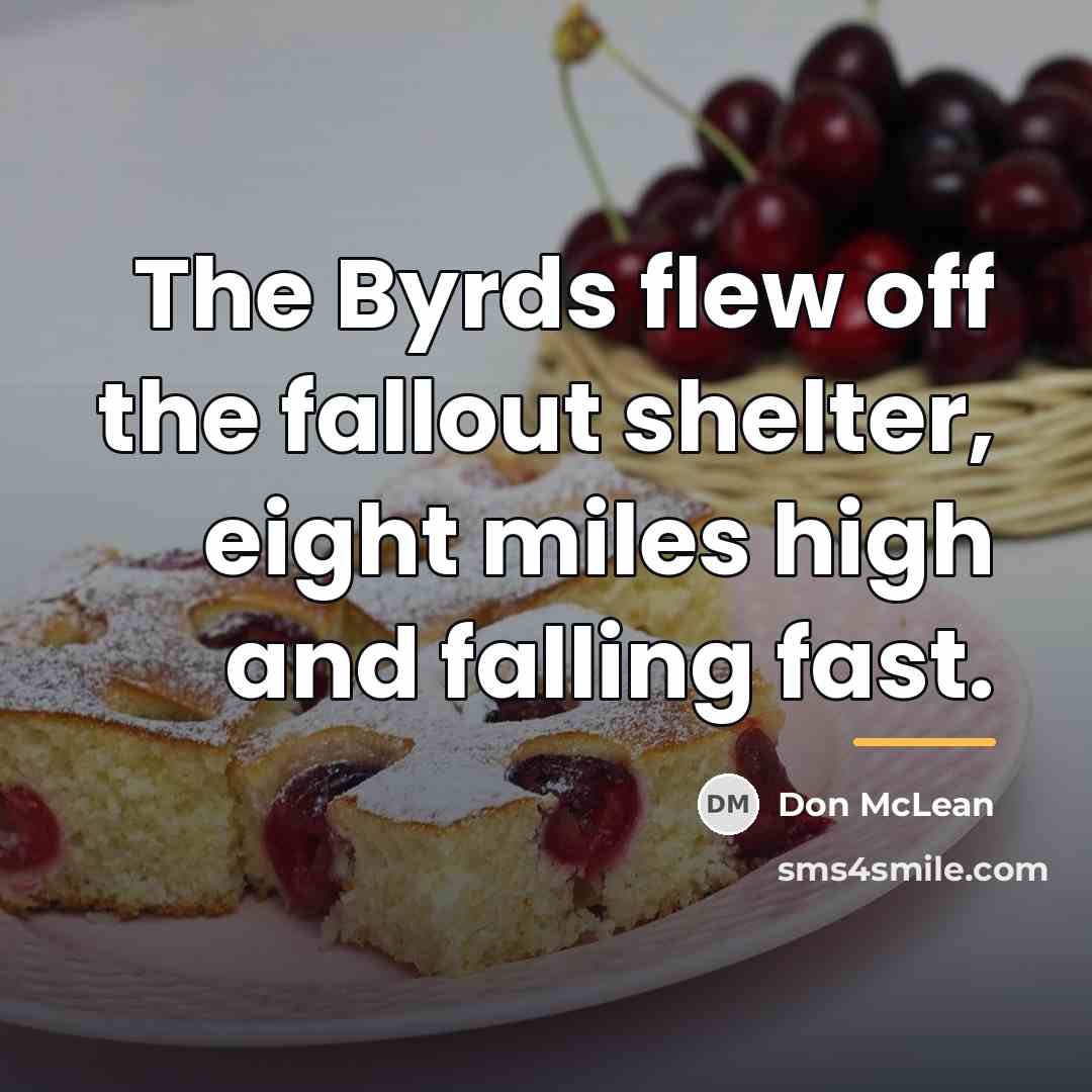 “The Byrds flew off the fallout shelter, eight miles high…” quote by Don McLean