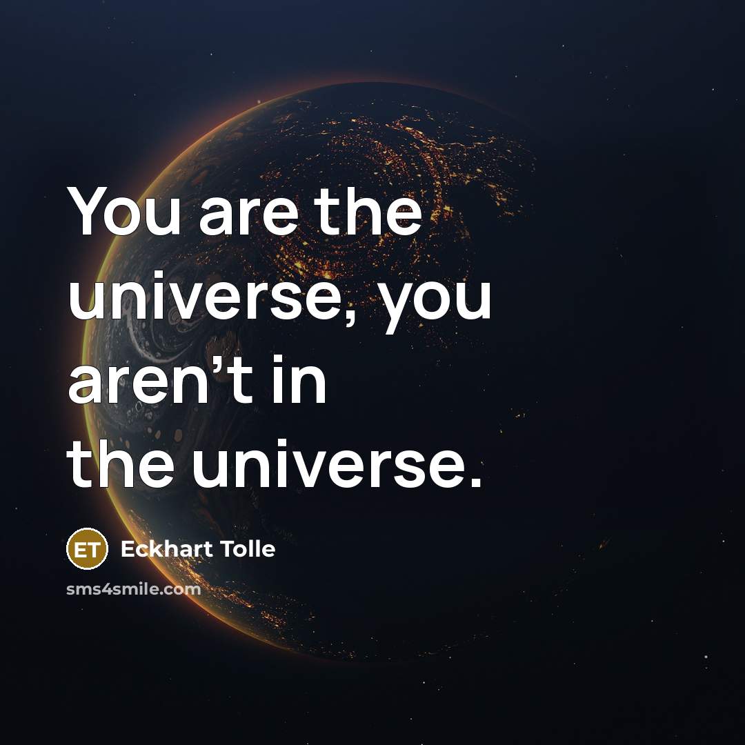 “You are the universe, you aren't in the universe.…” quote by Eckhart Tolle