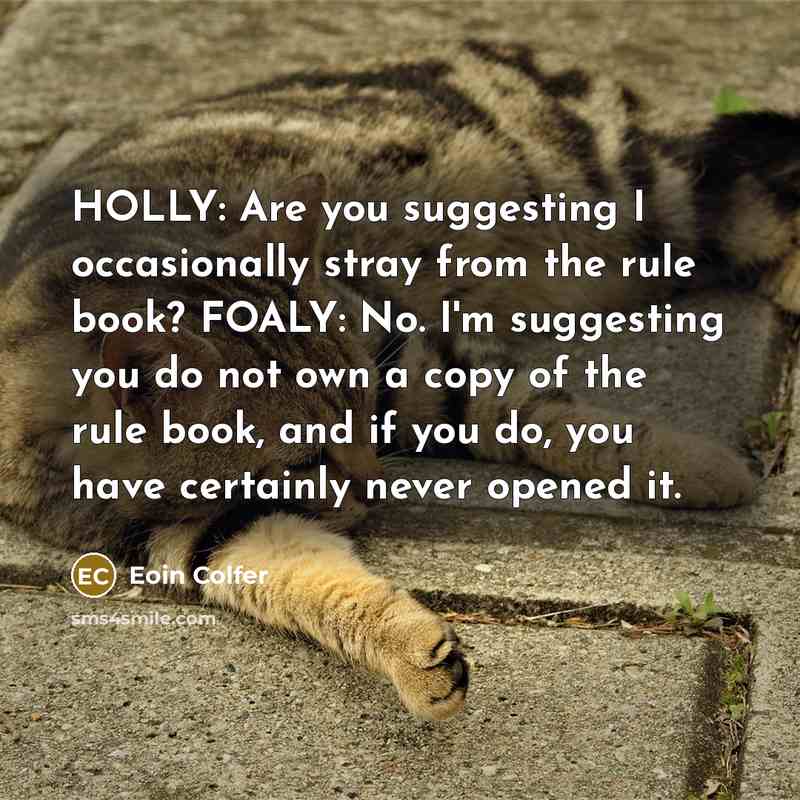 “HOLLY: Are you suggesting I occasionally stray from the rule…” quote by Eoin Colfer