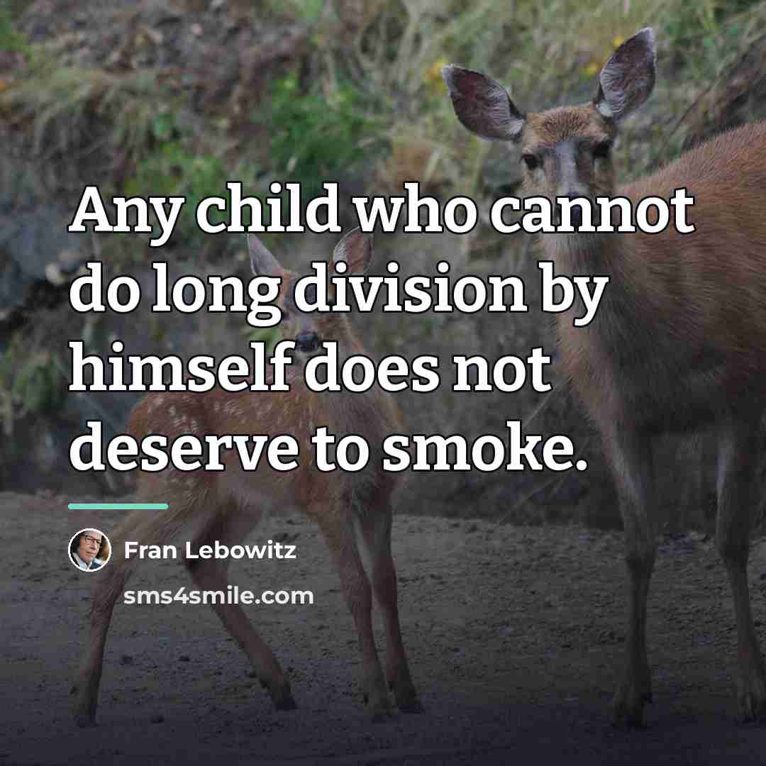 “Any child who cannot do long division by himself does…” quote by Fran Lebowitz