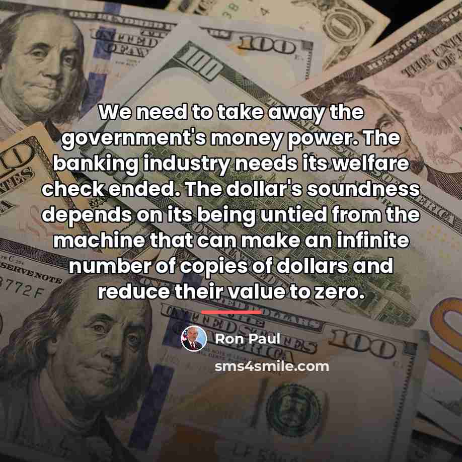“We need to take away the government's money power. The…” quote by Ron Paul