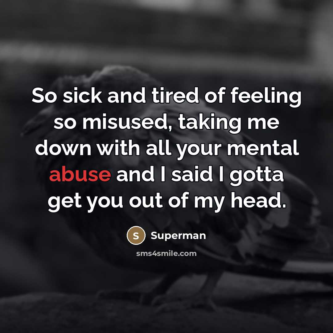 “So sick and tired of feeling so misused, taking me…” quote by Superman