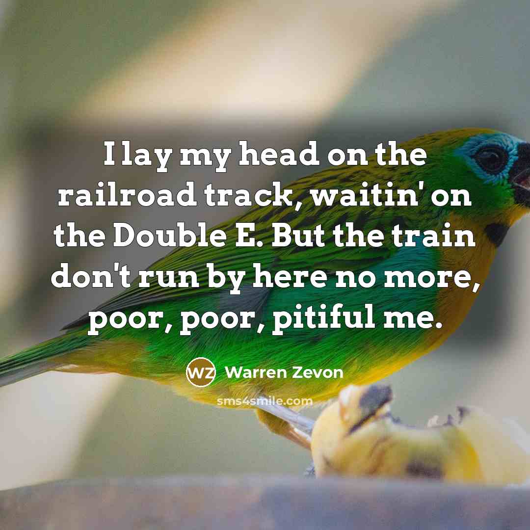 “I lay my head on the railroad track, waitin' on…” quote by Warren Zevon
