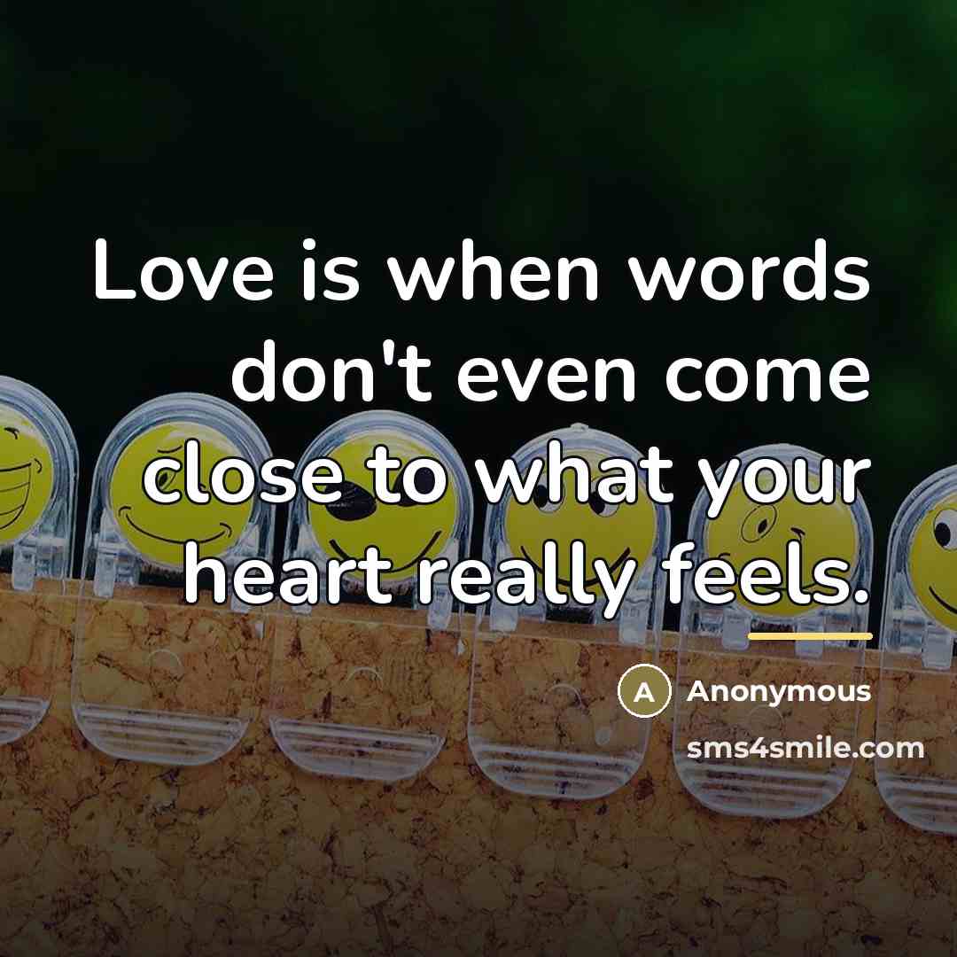 “Love is when words don't even come close to what…” quote by Anonymous