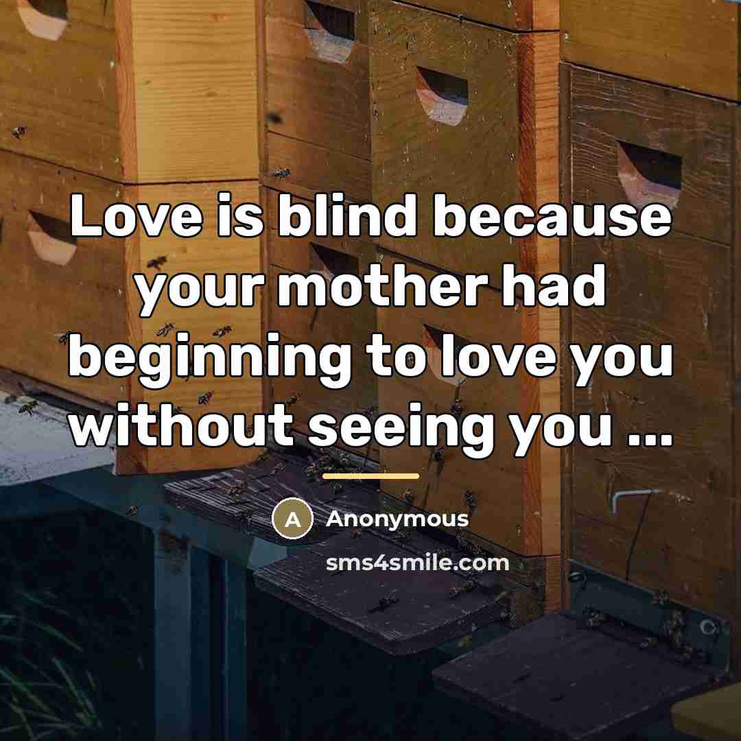 “Love is blind because your mother had beginning to love…” quote by Anonymous