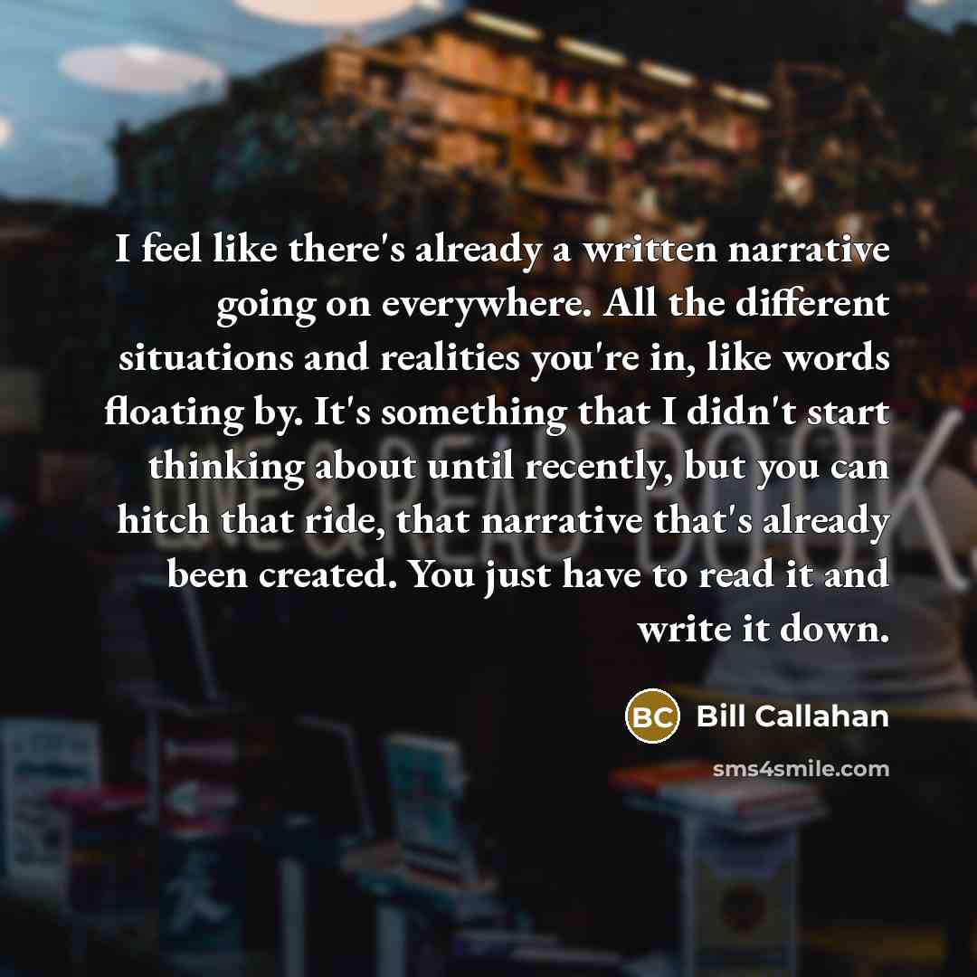 “I feel like there's already a written narrative going on…” quote by Bill Callahan