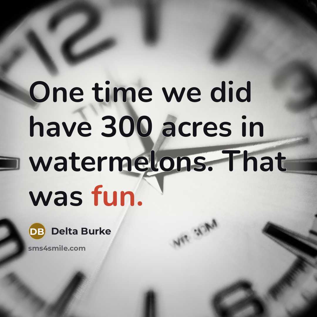 “One time we did have 300 acres in watermelons. That…” quote by Delta Burke