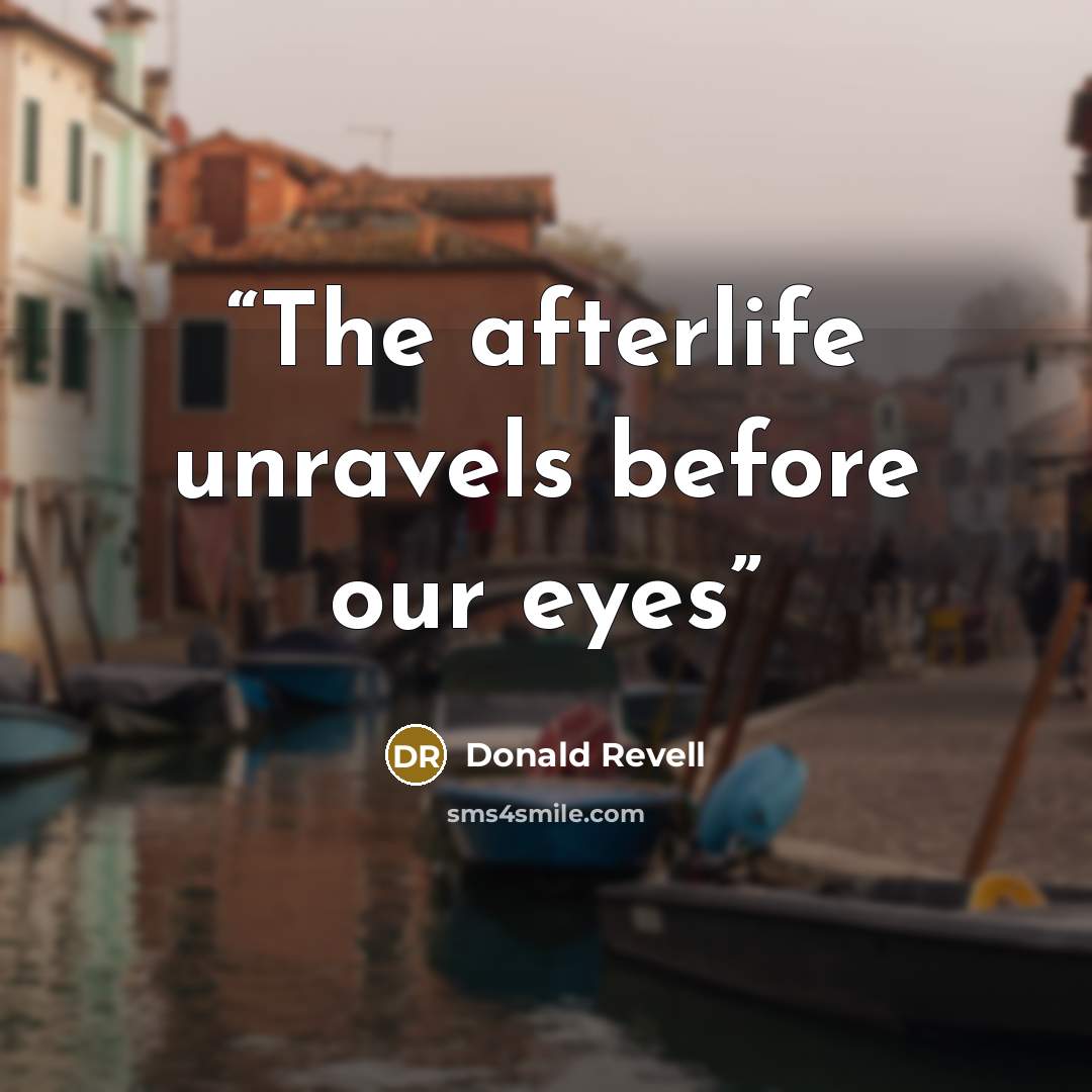 “The afterlife unravels before our eyes” quote by Donald Revell