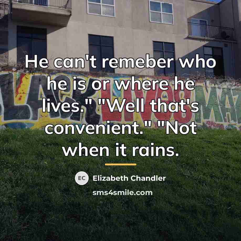 “He can't remeber who he is or where he lives."…” quote by Elizabeth Chandler