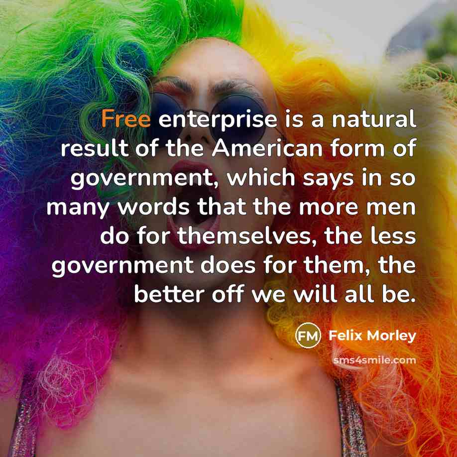 “Free enterprise is a natural result of the American form…” quote by Felix Morley