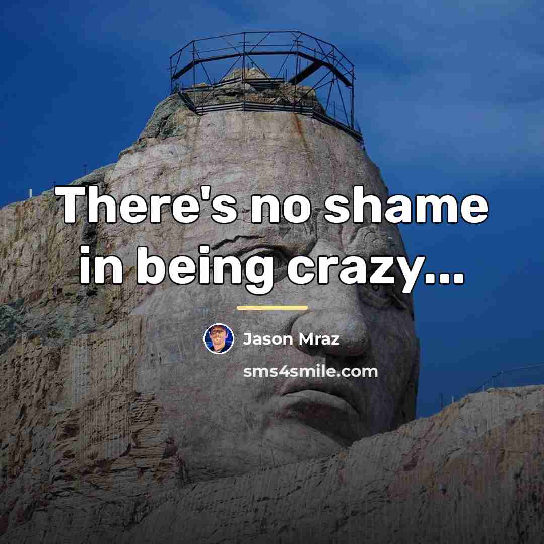 “There's no shame in being crazy...…” quote by Jason Mraz