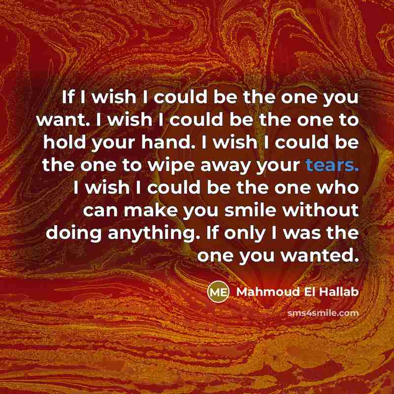 “If I wish I could be the one you want.…” quote by Mahmoud El Hallab