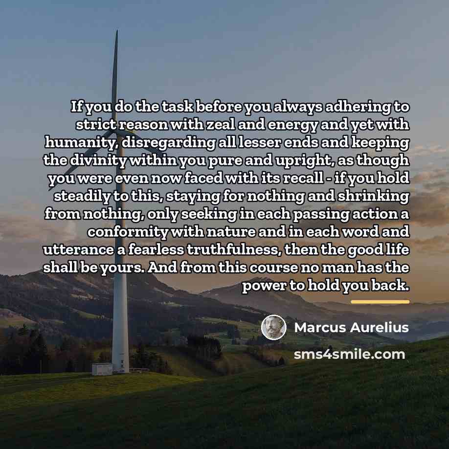 “If you do the task before you always adhering to…” quote by Marcus Aurelius