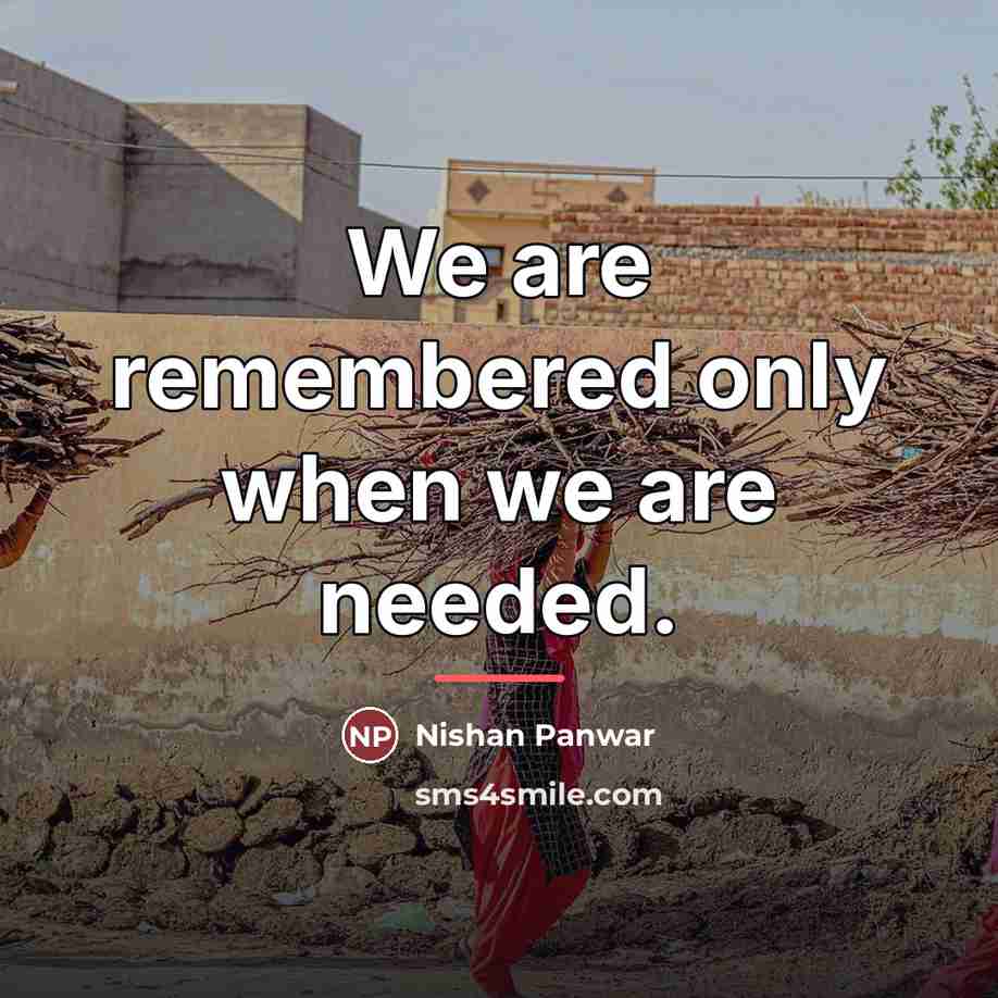 “We are remembered only when we are needed.…” quote by Nishan Panwar