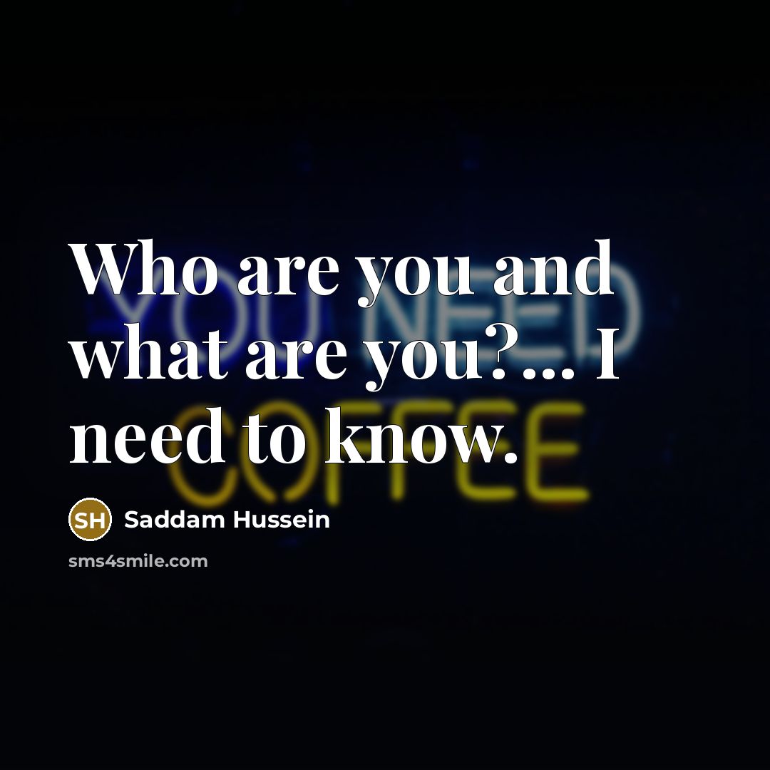 “Who are you and what are you?... I need to know.” quote by Saddam Hussein