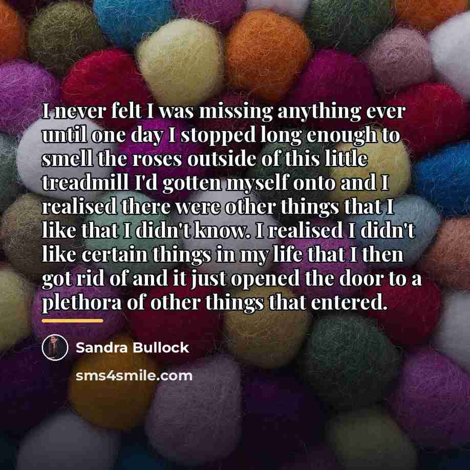 “I never felt I was missing anything ever until one…” quote by Sandra Bullock